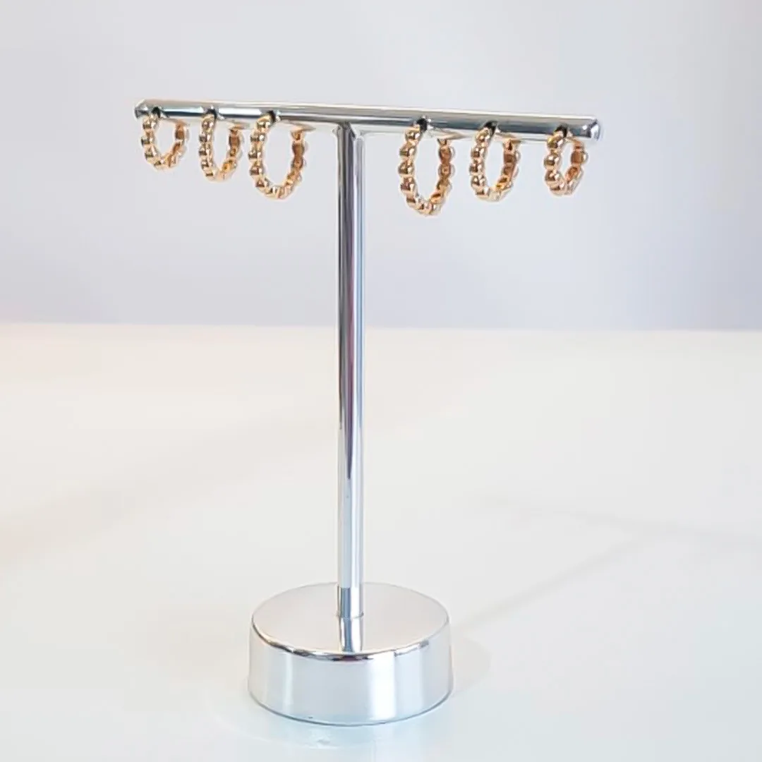 Brincos Argola Pequenos com Textura Bolinhas
