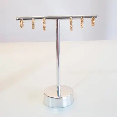 Brincos Argola Pequena com Bolinhas Douradas