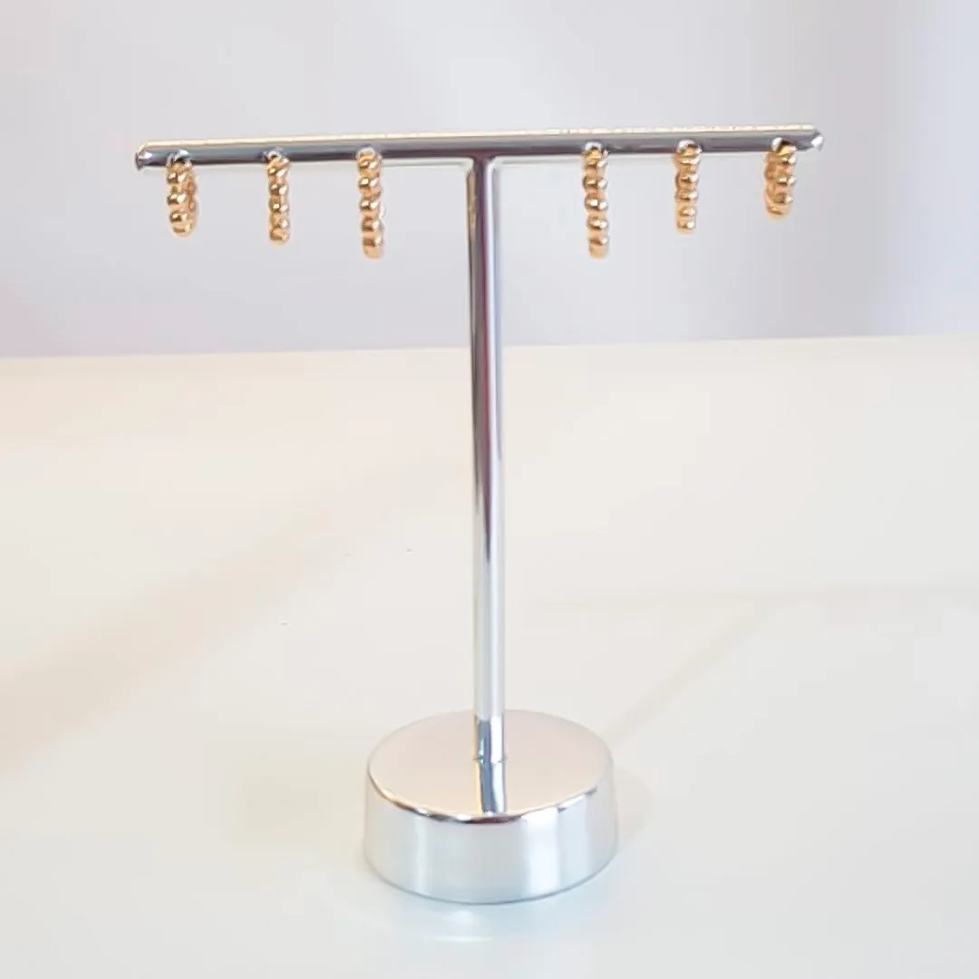 Brincos Argola Pequena com Bolinhas Douradas