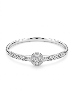 Bracelete Prateado com  Zircónias