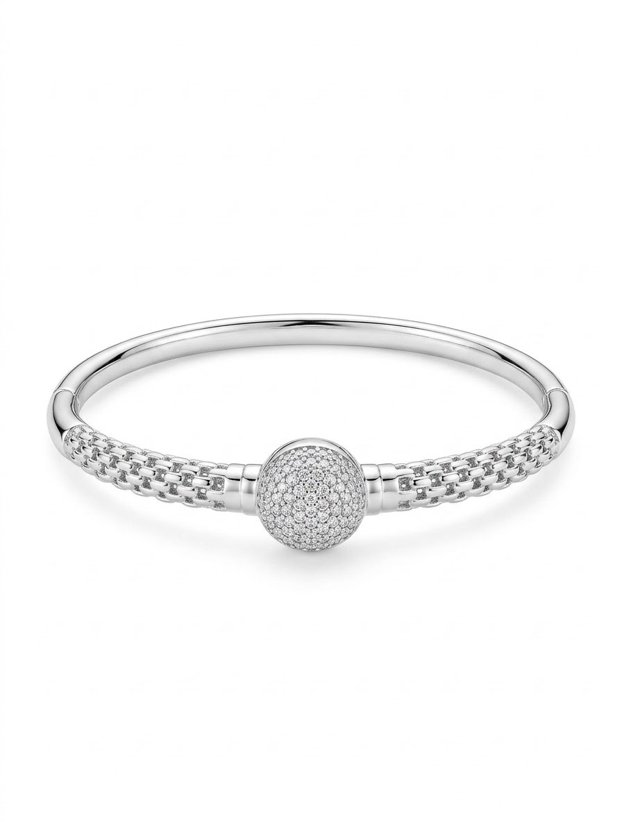 Bracelete Prateado com Zircónias