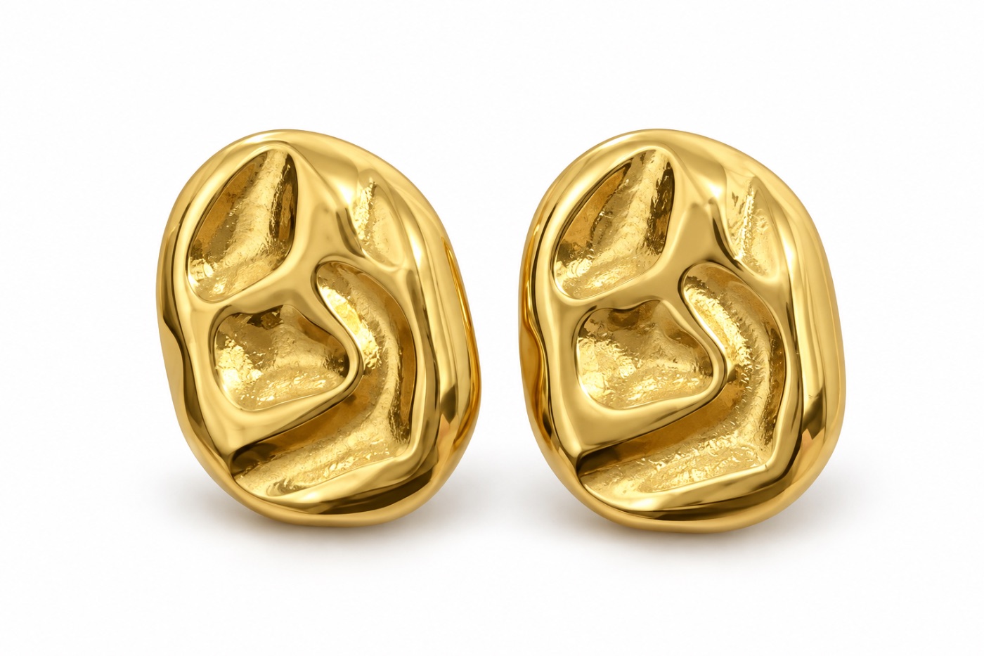 Brinco Oval Orgânico Dourado