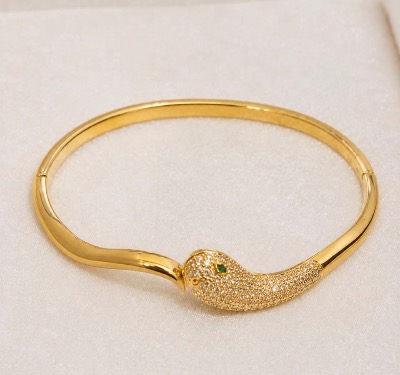 Bracelete Serpente Banhado Ouro 18k com Zircônias