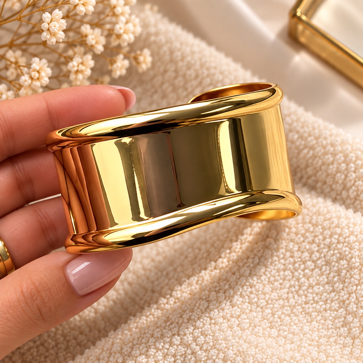 Bracelete orgânico dourado luxo