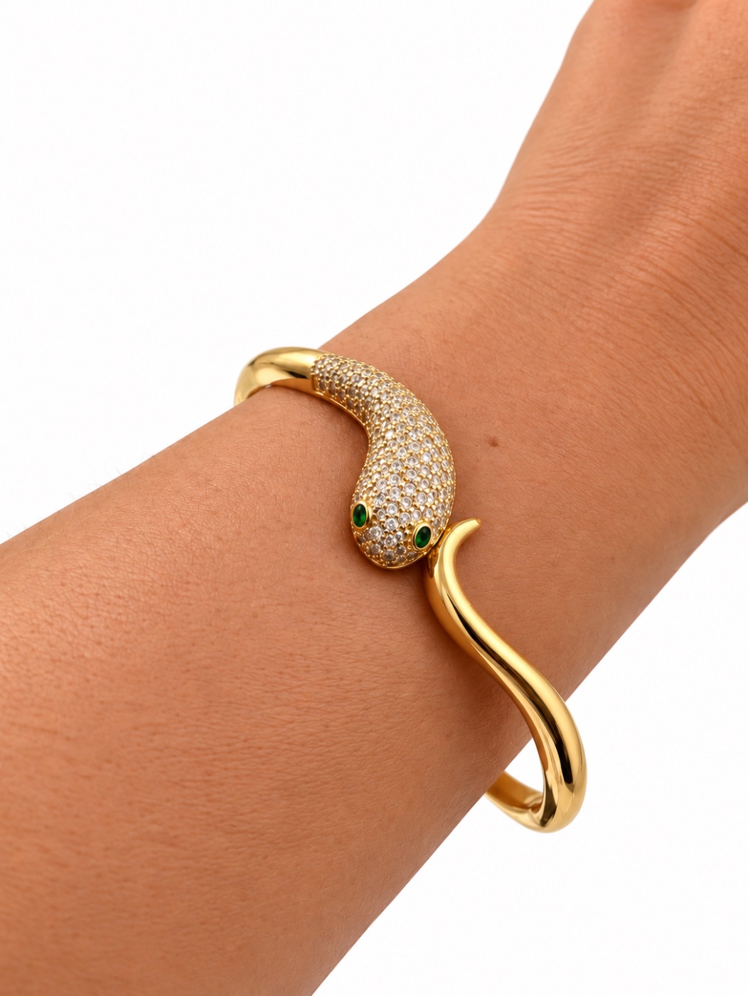 Bracelete Serpente Banhado Ouro 18k com Zircônias — foto 1 de 2