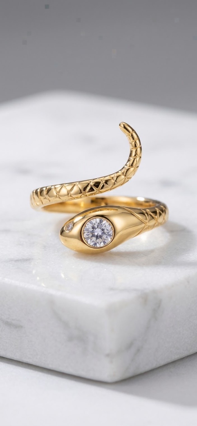 Anel Serpente Dourado
