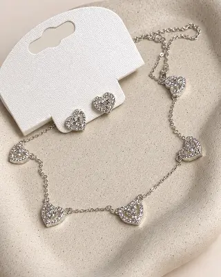 Conjunto Choker Coração Cravejado