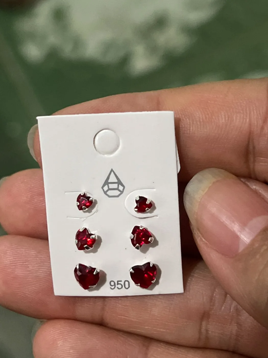 trio de brinco vermelho/prata
