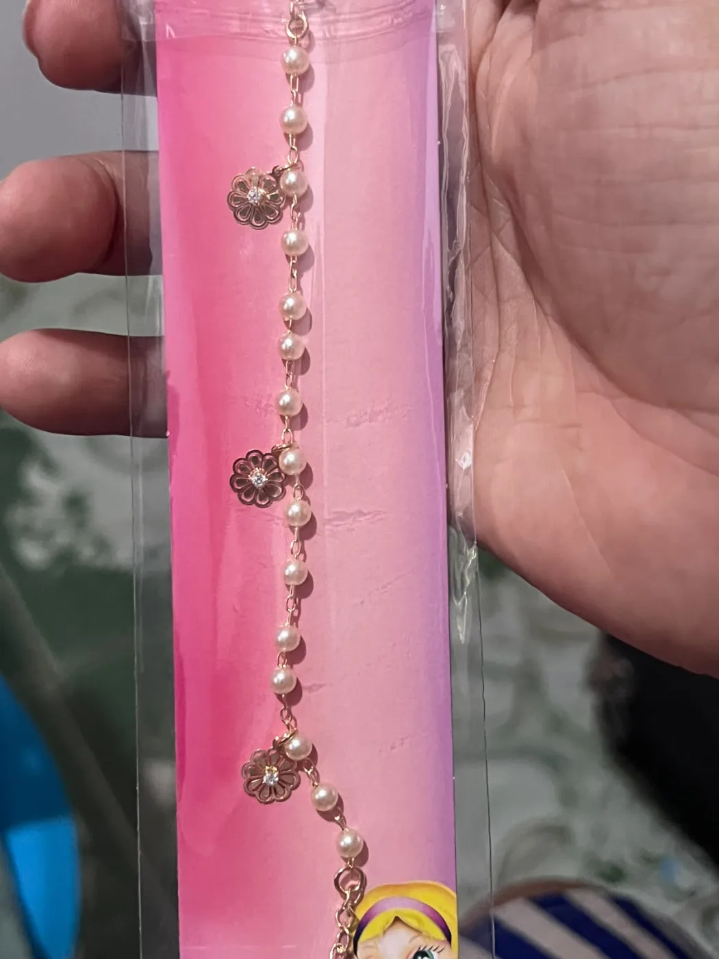 Pulseira perolas flor infantil