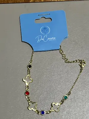 Pulseira Trevo Vazada e Pedras Coloridas