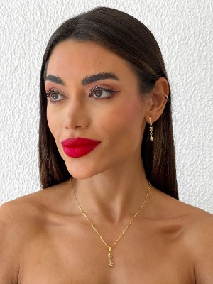 Brinco Flor Resinada - Folheado a Ouro 18k