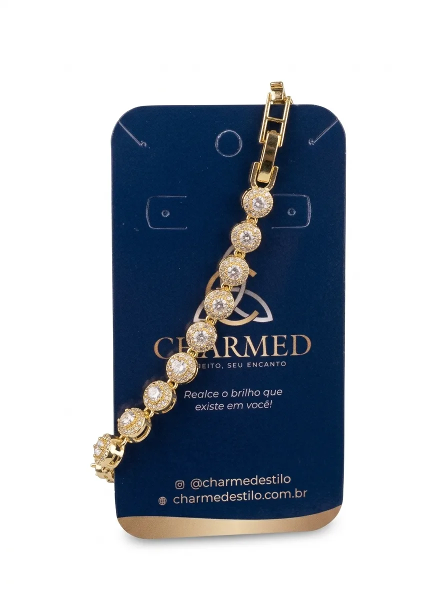 Pulseira com zircônias redondas brilhantes