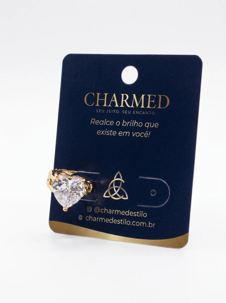 Piercing Fake com zircônia de coração cristal