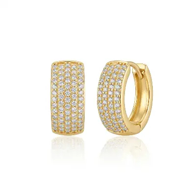 Brincos argola quadrada com zircônias