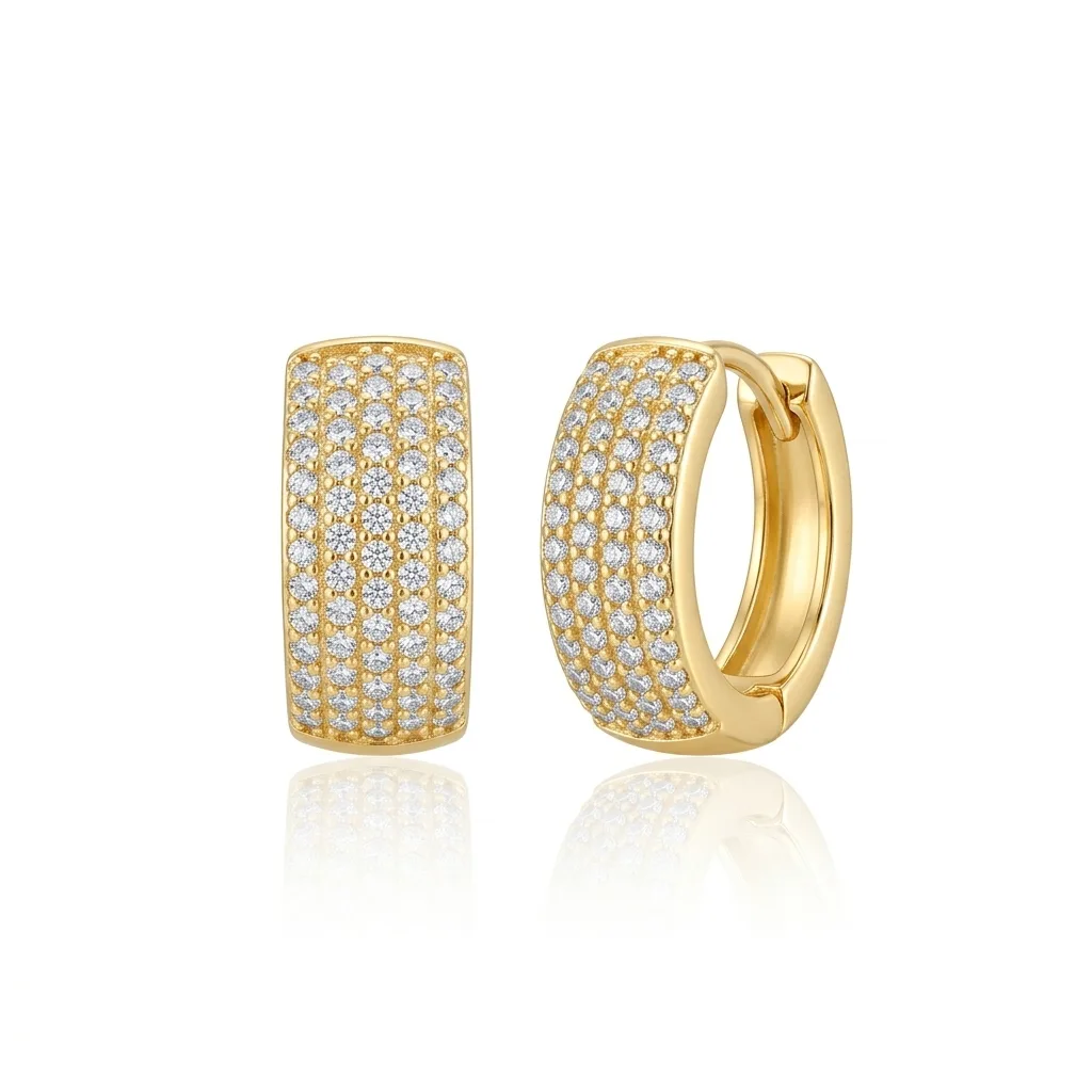 Brincos argola quadrada com zircônias