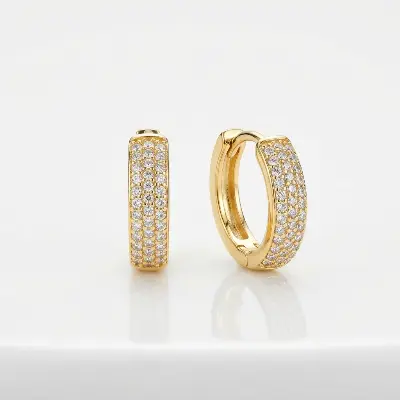 Argola com Zircônias 3 fileiras