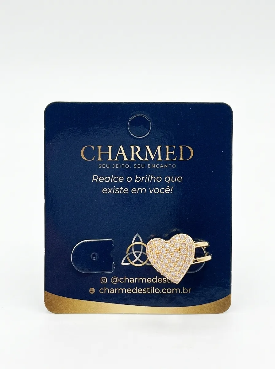 Piercing Fake coração com zircônias brilhantes