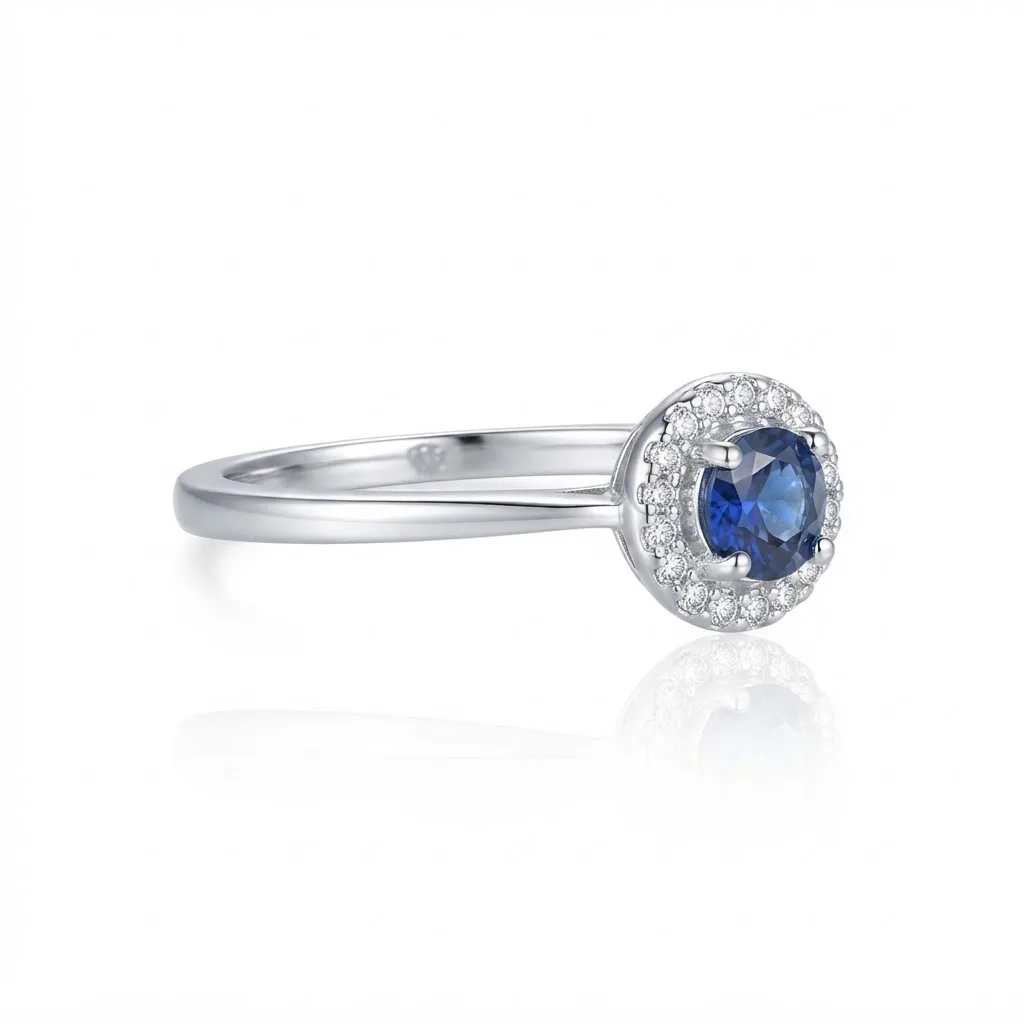 Anel com Zircônia em Flor - Cor:Azul