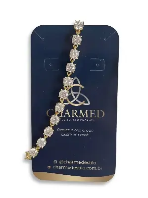 Pulseira com zircônias redondas brilhantes