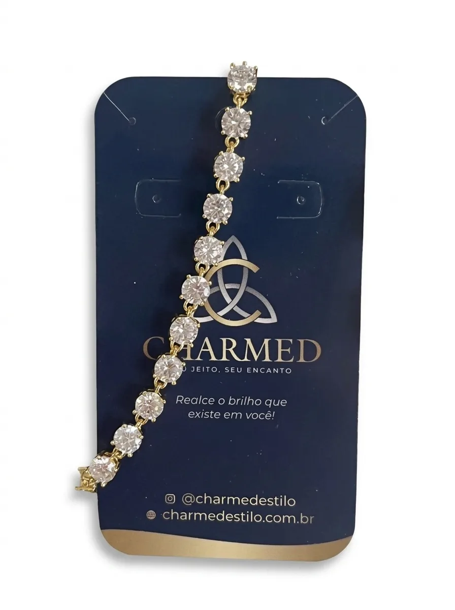 Pulseira com zircônias redondas brilhantes