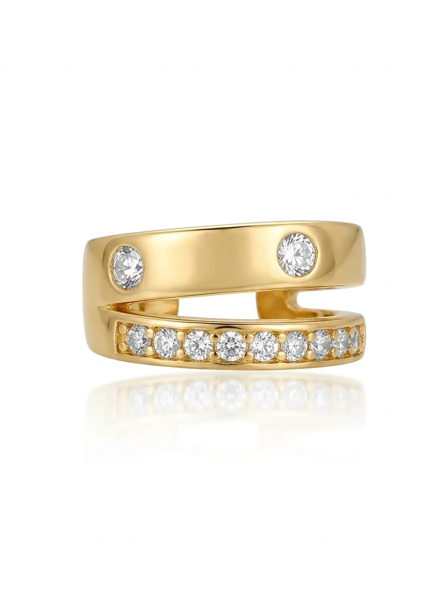 Piercing Fake dourado com zircônias brilhantes