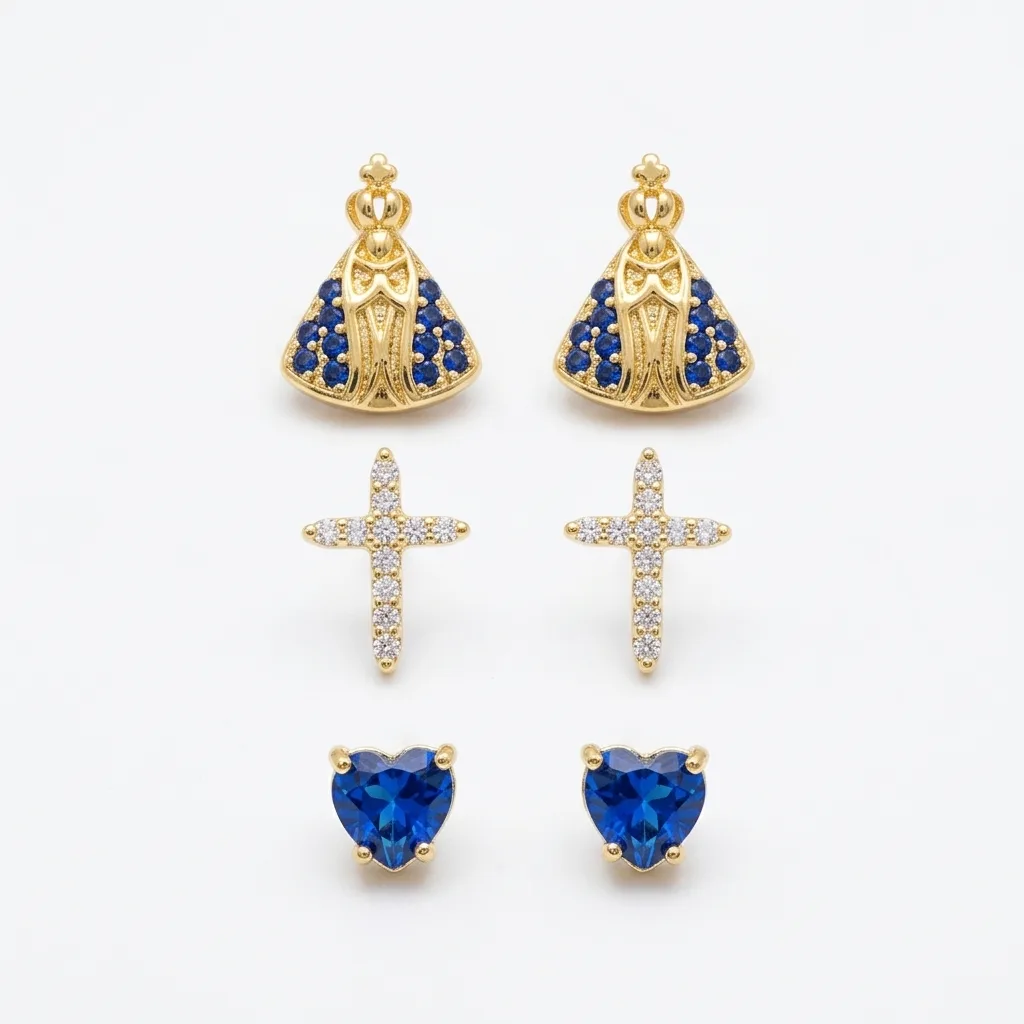 Trio de Brincos Religioso