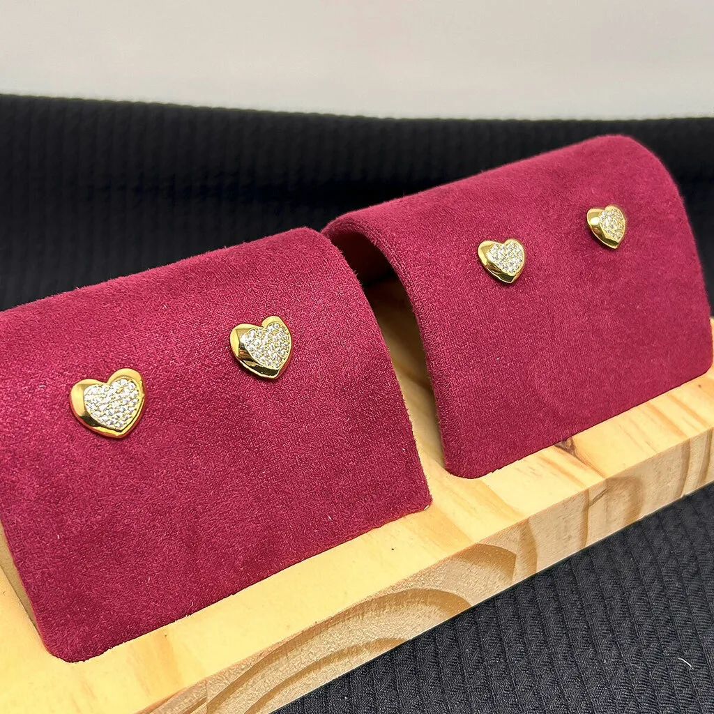 DUPLA BRINCO CORAÇÃO PAIXÃO M/P BANHADO A OURO 18K