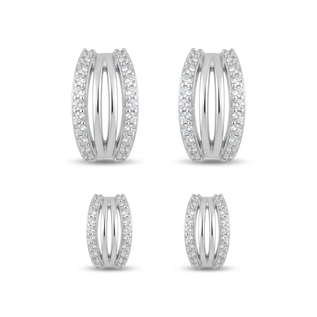 Dupla de Brinco Prata 925 Cravejado de Zircônias
