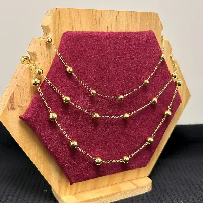COLAR TRIPLO DE ESFERAS BANHADO A OURO 18K