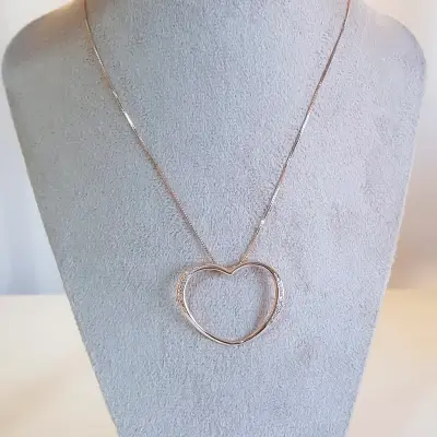 COLAR CORAÇÃO CRISTAL - BANHO OURO 18K