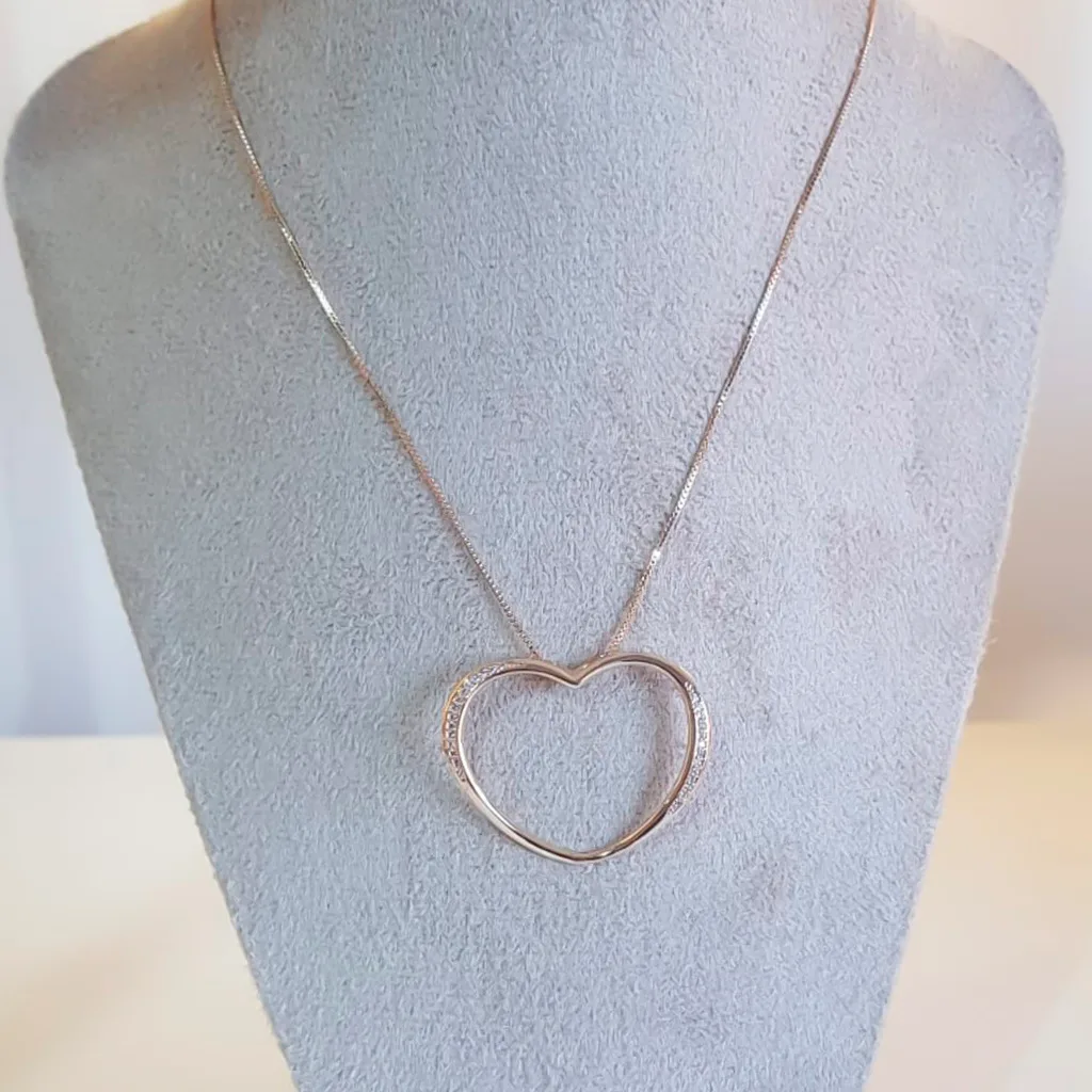 COLAR CORAÇÃO CRISTAL - BANHO OURO 18K