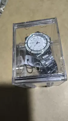 relógio feminino prata com pedras
