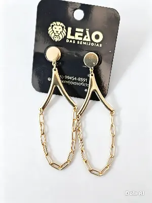 463799 Brinco Geométrico com Corrente – Leão das Semijoias