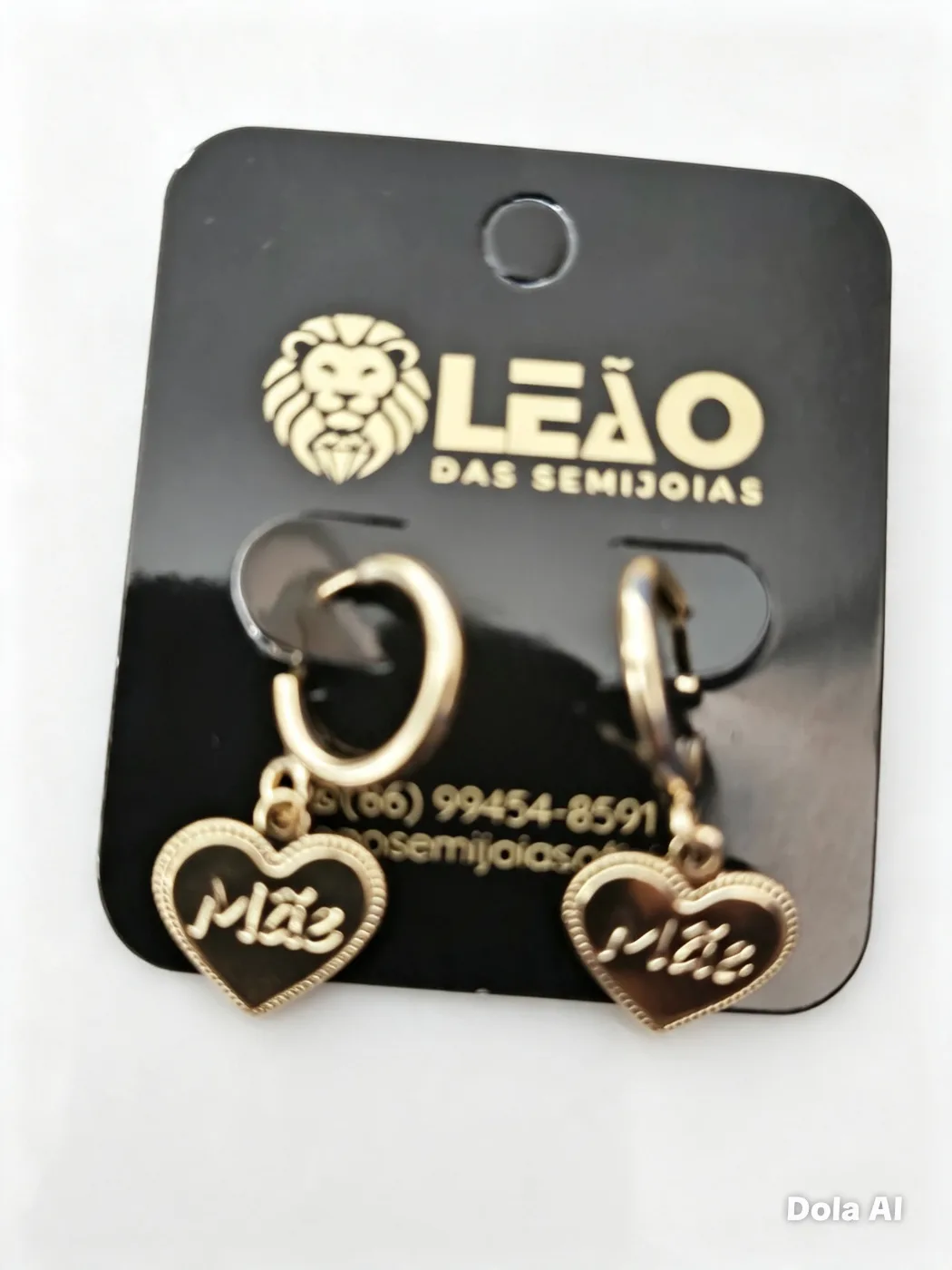 112284 Brinco Argola com Pingente Coração “Mãe” – Leão das Semijoias