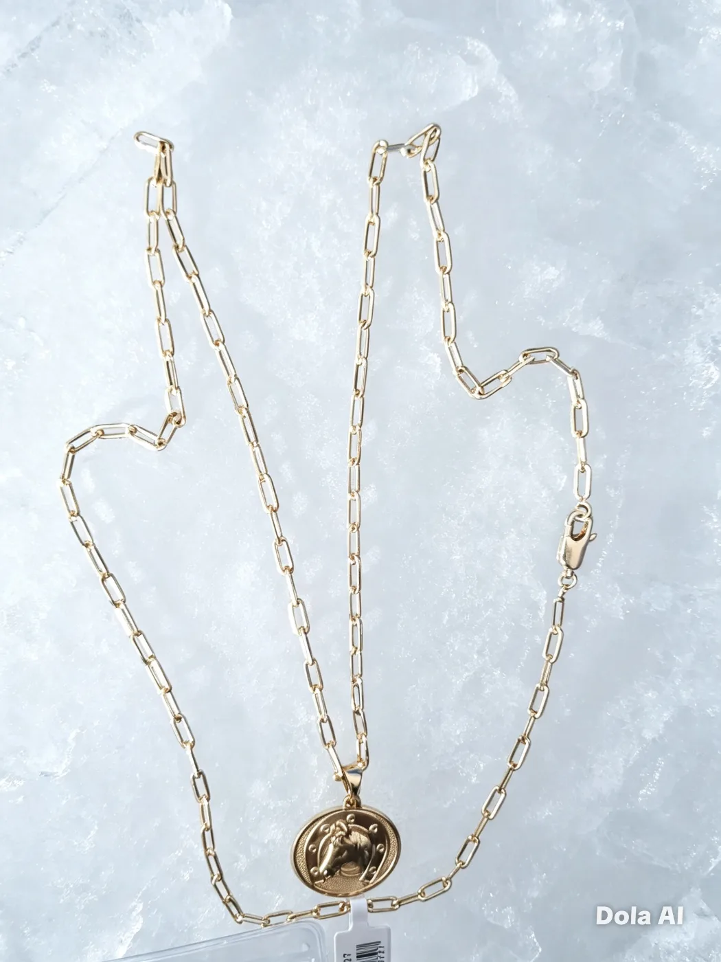 279727 Colar Corrente Retangular com Medalha — Elegância e Significado em Tom Dourado ✨