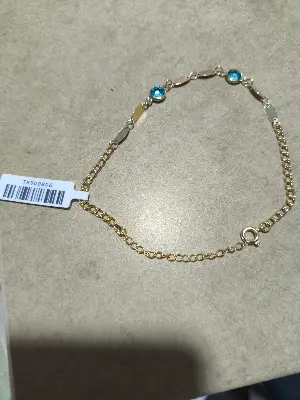 pulseira delicada com pedras azuis