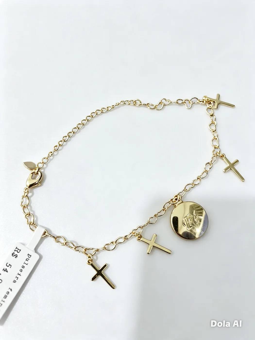 626514 Pulseira Corrente com Cruzes e Medalha – Leão das Semijoias