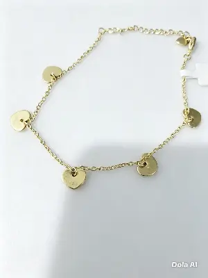 374118 Pulseira Corrente Fina com Corações – Leão das Semijoias