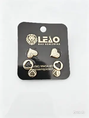 986694 Kit Brincos Coração – Leão das Semijoias