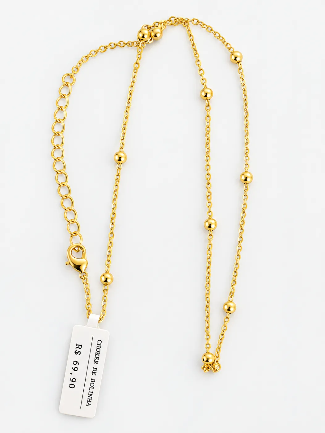78900998 Choker Duplo Bolinhas — Brilho e Modernidade em Tom Dourado ✨