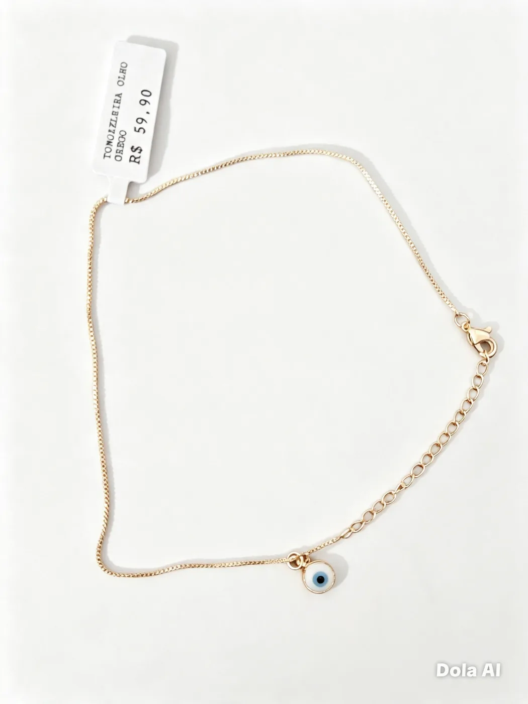 78900943 Tornozeleira Olho Grego — Proteção e Estilo em Tom Dourado 👁️✨