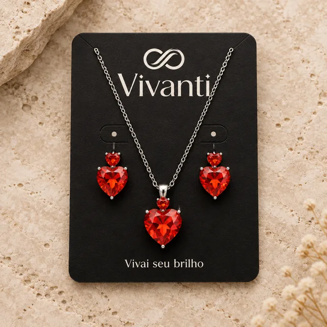 Conjunto coração vermelho
