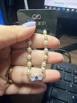 Pulseira Pérola e Laço Cravejado