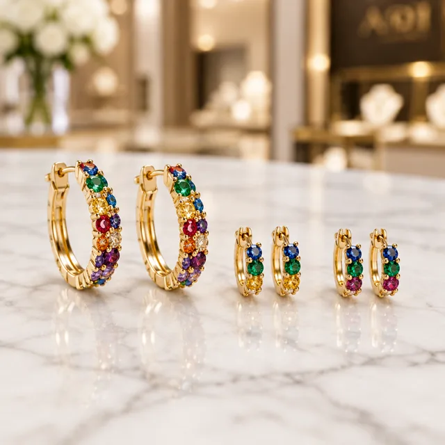 Trio argola cravejada