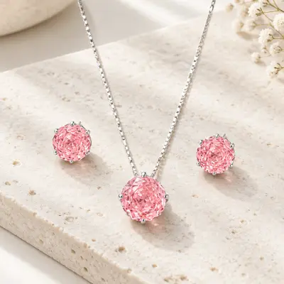 Conjunto Rose Cut Prata 925