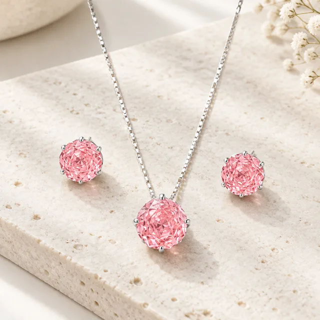 Conjunto rose cut Prata 925
