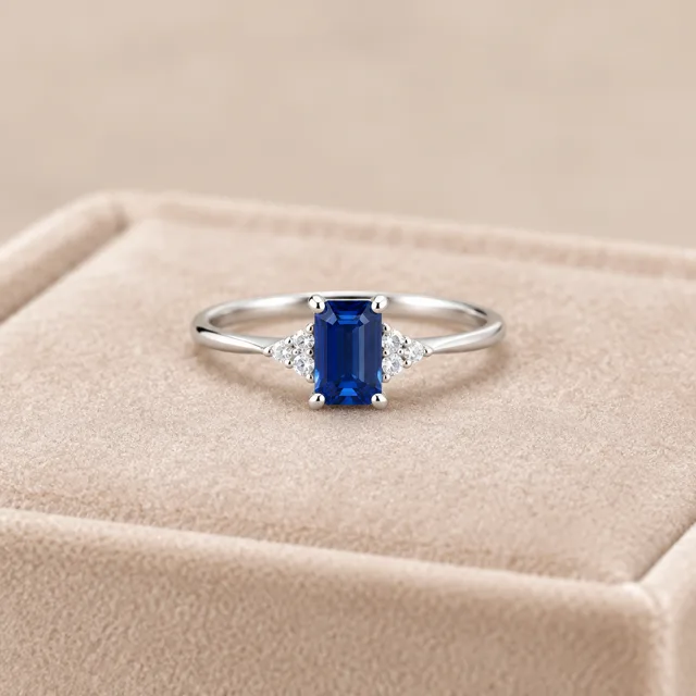 Anel pedra azul prata 925