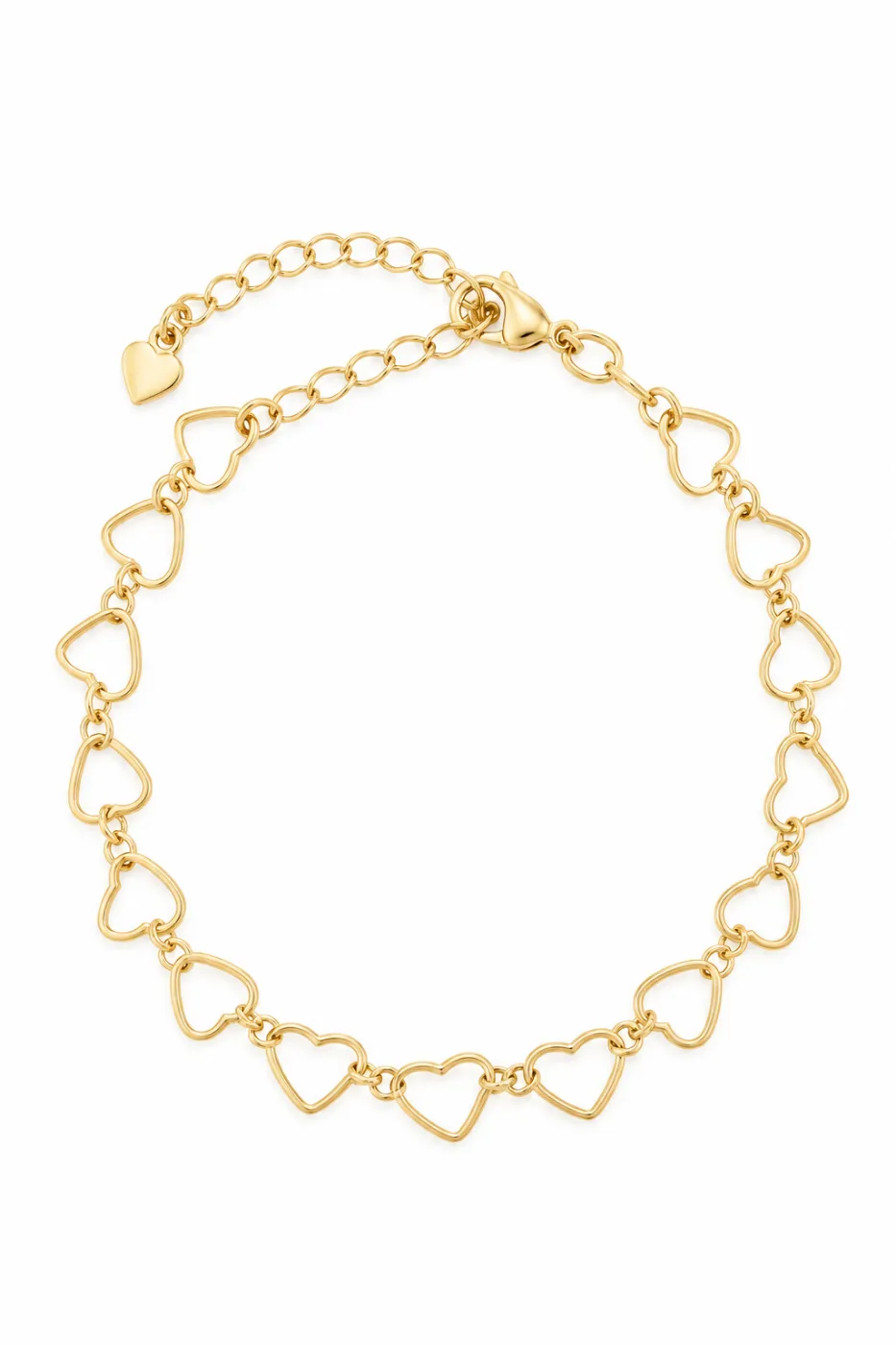 Pulseira Corações Vazados Dourada Delicada