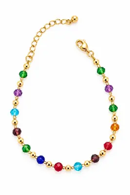 Pulseira Delicada com Cristais Coloridos