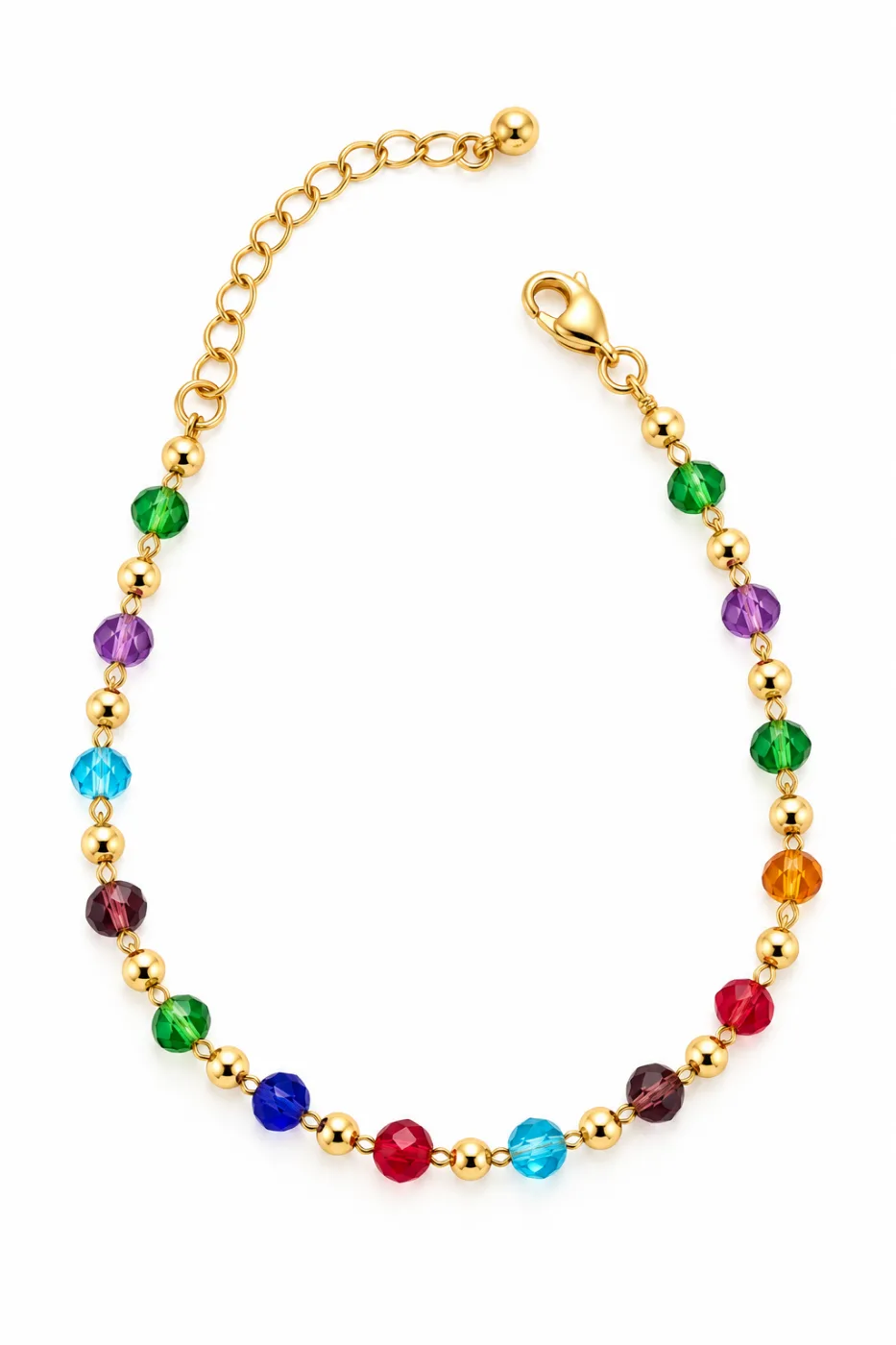 Pulseira Delicada com Cristais Coloridos